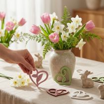 Itens Corações de madeira corações decorativos madeira rosa verde branco 5,5 cm 18 unidades