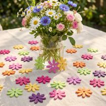 Itens Decoração dispersa flores de madeira decoração de mesa verão colorido Ø4cm 72 un