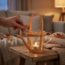 Itens Lanterna de vidro regador decorativo metal laranja Ø14cm Alt.13cm