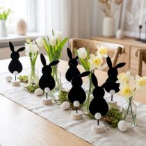 Itens Suporte para decoração de mesa coelhinhos da Páscoa em feltro preto 19 cm 12 unidades