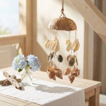 Itens Carrilhão de vento decoração marítima com coco natural Ø12,5cm 48cm