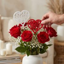 Itens Plugue de flor coração vermelho, plugue decorativo branco Dia dos Namorados 7cm 12pcs