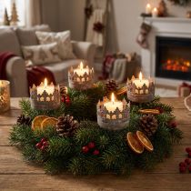 Itens Porta-velas antigo Ø5cm H10cm cinza 4 peças