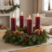 Itens Velas cônicas de cor sólida, bordô, 34 mm x 240 mm, conjunto de 4 peças