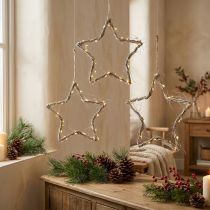 Itens Estrela de decoração de natal estrelas lavadas de branco para pendurar olmo 30 cm 4 peças