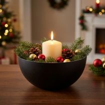 Itens Castiçal prata preta decoração de natal Ø13cm H6.5cm