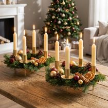 Itens Anel de vela haste velas castiçal dourado Ø23cm A11cm 2uds