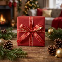 Itens Fita de Natal Fita de Feliz Natal Vermelho Ouro 10mm 20m