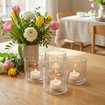 Itens Lanterna de vidro porta-velas transparente Ø9,5cm Alt.9cm 6 unidades