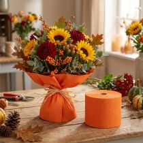 Itens Flor crepe laranja W10cm gramatura 128g/m² L250cm 2un