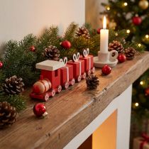 Itens Trem de madeira com caixas de presente, vermelho e branco, conjunto de 2, 18x3x4,5 cm - Decoração de Natal