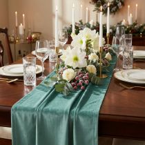 Itens Caminho de mesa em veludo verde turquesa, tecido decorativo 28×270cm - caminho de mesa elegante para a sua decoração festiva