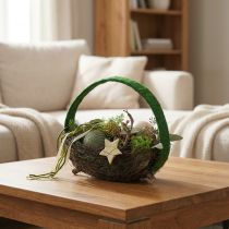 Itens Anel decorativo de juta laço de decoração verde verde escuro 4cm Ø30cm 2 unidades