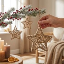 Itens Estrela decorativa para pendurar estrela de juta natural Ø18cm 4 un
