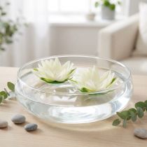 Itens Lírio-d'água artificial flutuante para decoração de mesa, cor creme/branco, Ø15cm, 2 peças
