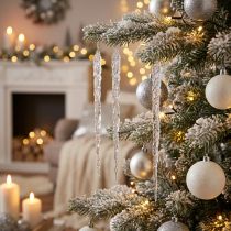 Itens Pingentes de gelo decorativos para pendurar decoração de inverno transparentes 28,5 cm 3 peças