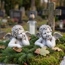 Itens Decoração de sepultura busto de anjo decoração de sepultura poliresina 16×10×11,5cm 2 un