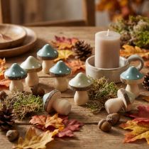 Itens Mini cogumelos decorativos de madeira, cogumelos muscaria, verdes, Ø2,5cm, 24 peças