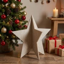 Itens Estrela decorativa de feltro para colocar decoração de Natal em feltro bege Alt.62cm