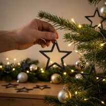 Itens Estrelas de Natal pretas brilhantes de 4,5 cm para decoração de mesa, pacote com 120 unidades.