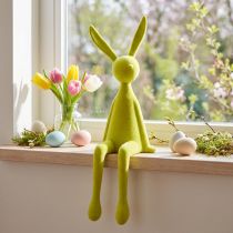 Itens Coelho da Páscoa sentado em uma prateleira, aveludado, verde-amarelo, 56 cm