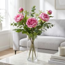 Itens Peônias Flores Artificiais de Haste Longa Rosa 70cm 3 unidades