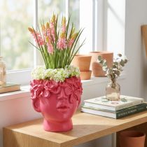 Itens Cabeça de planta Busto de poliresina Plantador Rosa 13,5×13×14cm