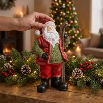 Itens Figura de decoração de Papai Noel com esqui pintado 14×10,5×24,5cm