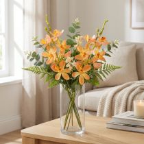 Itens Ramo de Orquídea Artificial 8 Flores Laranja L38cm 2pcs