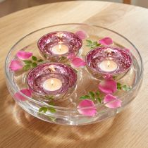 Itens Suporte para vela flutuante vidro prata roxo Ø7cm 3 peças