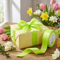 Itens Fita decorativa para presente, fita com orla verde limão, 40mm, 50m
