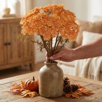 Itens Flores artificiais de mil-folhas Achillea laranja artificial 30cm 6 peças