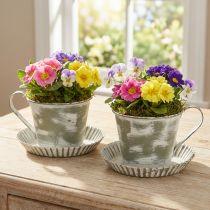 Itens Copo decorativo metal branco lavado antigo Ø9cm H8cm 2 unidades