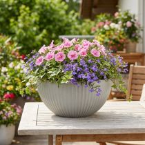 Itens Vaso plástico cinza mesclado tigela com ranhuras Ø30cm