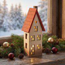 Itens Luz de decoração de casa de madeira natural vermelha para bateria 8,5×6,5×22cm