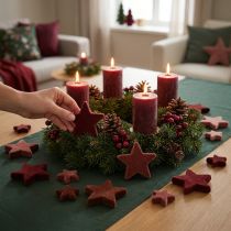 Itens Estrelas decorativas flocadas decoração dispersa Borgonha Castanho Ø4/5cm 40 peças