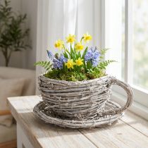 Itens Xícara de chá feita de material natural com charme rústico para decoração exclusiva de interiores, 13 cm.