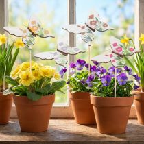 Itens Estacas em formato de borboleta, ideais para decorar o jardim ou vasos de flores, 29 cm, 12 unidades.