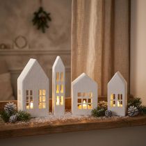 Itens Casas em miniatura para decoração de interiores e ambientação, muito decorativas, design atemporal para a casa, 14 cm, 4 peças