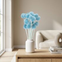 Itens Arranjo de flores secas de Craspedia para vaso, estilo minimalista, decoração de verão duradoura, 55cm, 20 peças.