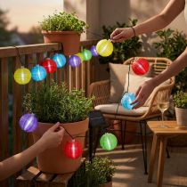 Itens Cadeia de lanterna solar LED colorida 4,5m 10 lâmpadas branco frio
