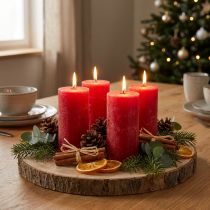 Itens Velas de cor sólida vermelhas 50x100mm 4 un