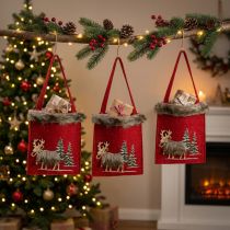 Itens Saco de Natal vermelho com pele 15,5 cm x 18 cm 3 unidades
