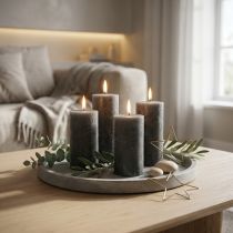 Itens Conjunto de 4 velas cilíndricas de cor sólida, antracite, 50x100mm