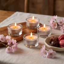 Itens Velas perfumadas flor de cerejeira chocolate, velas perfumadas Ø3,5cm A1,5cm 18 un.