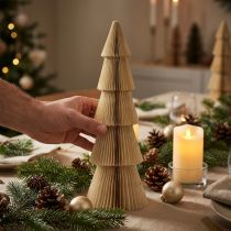 Itens Árvore de Natal de Papel Pequena Creme Dourado Alt.30cm