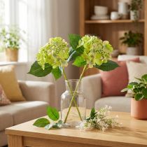 Itens Hortênsias Artificiais Flores Verdes Folhas C43cm 2uns