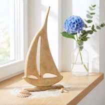Itens Veleiro Madeira sobre Base Natural Decoração de Mesa Marítimo H42cm