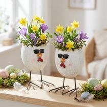 Itens Mini plantador de ovos de galinha com óculos de sol e pés Alt.12,5 cm 2 unidades