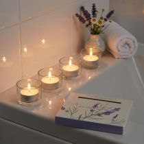 Itens Velas perfumadas lavanda camomila luzes de chá brancas Ø3,5cm 12 un